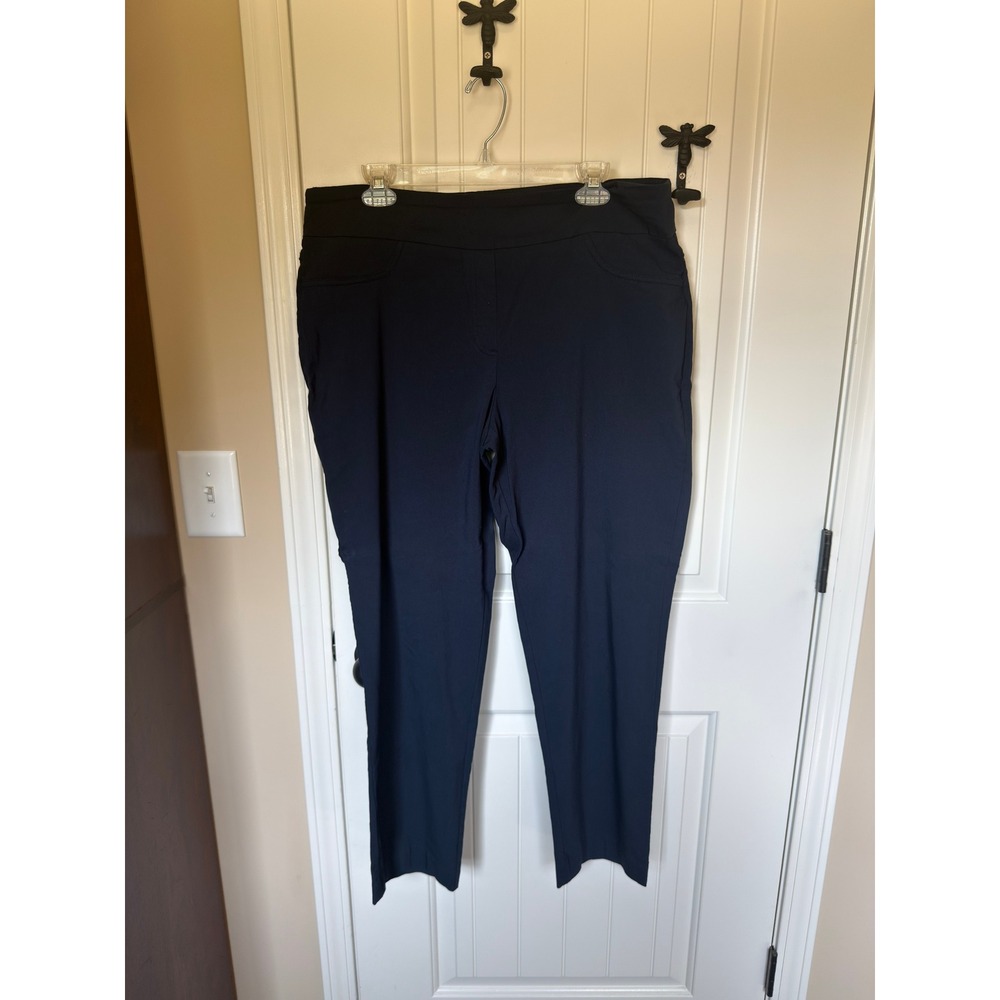 Ruby Rd Womens Navy Blue Pull On Elastic Waist Stretch Pants Size 16 14590XR